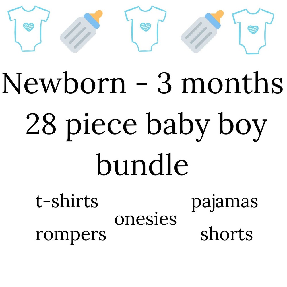 Newborn - 3 months Baby Boy 28 piece Bundle